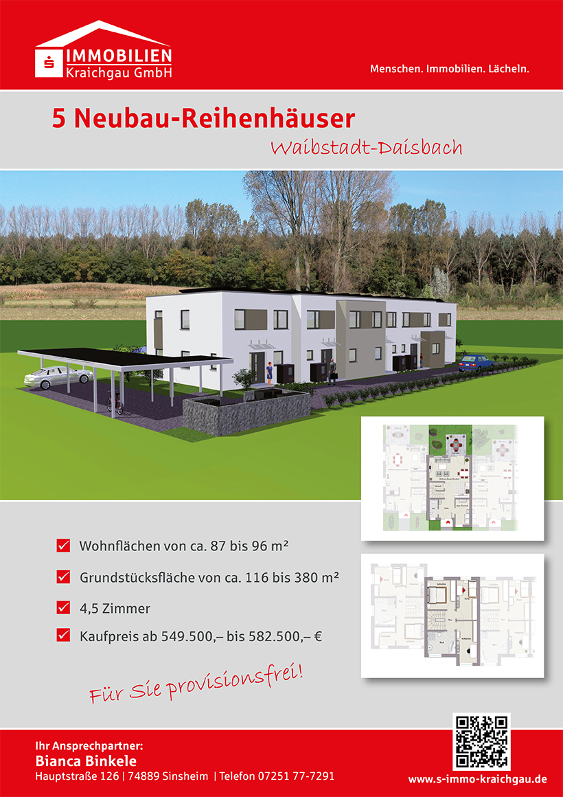 Moderne Neubau-Reihenhäuser in Feldrandlage in Daisbach